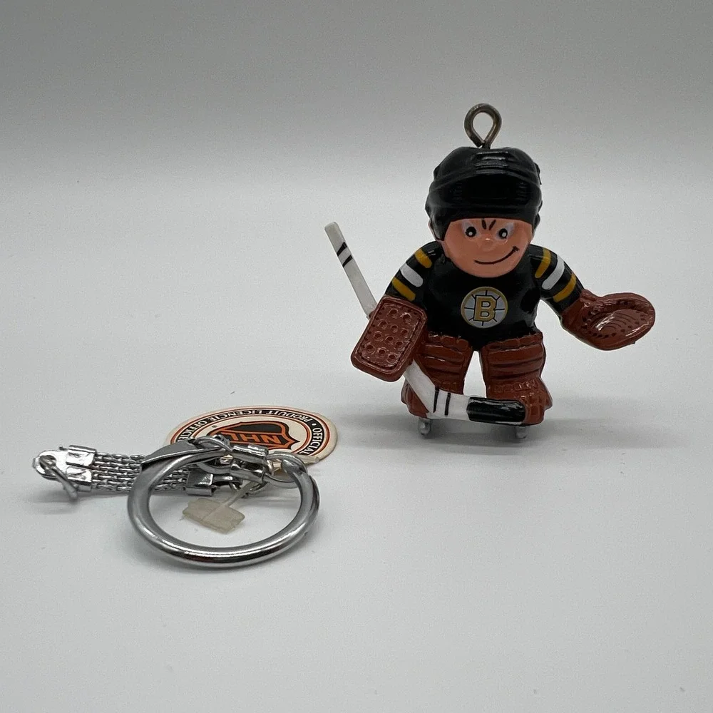 Vintage Boston Bruins Lil Sports Brat Goalie Keychain NHL Hockey Collectible